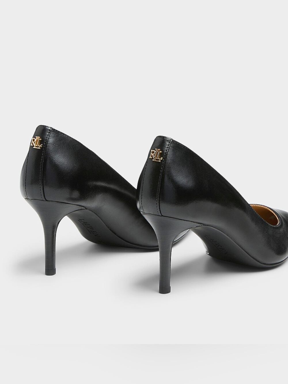 Ralph Lauren Black Pointed Leather Pumps